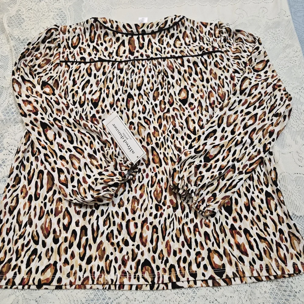 ALFRED DUNNER ANIMAL PRINT LONG SLEEVE BLOUSE PETITE Sz PM - Picture 7 of 9